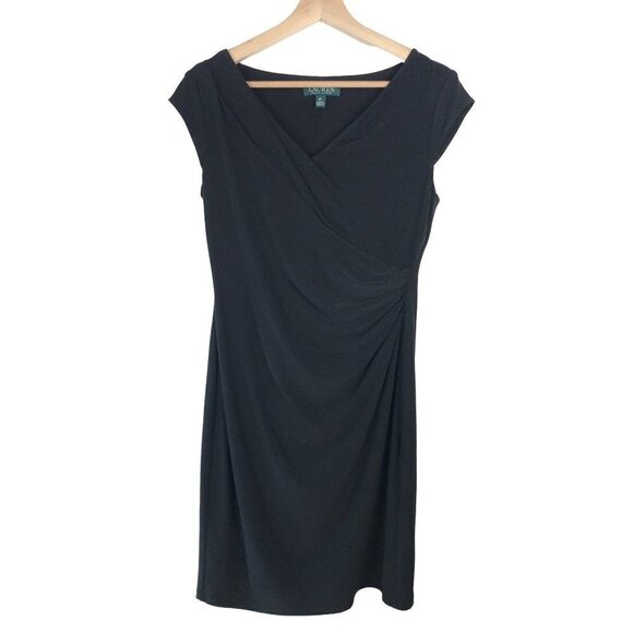 Lauren Ralph Lauren Black Ruched Side Dress Size 8 - Picture 2 of 7